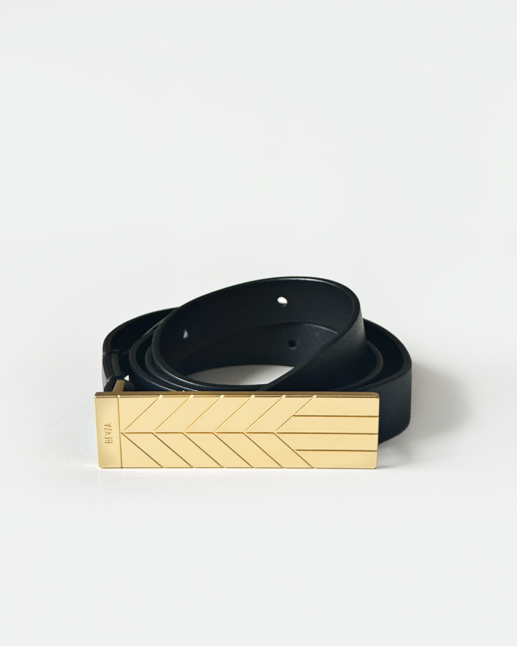 black and gold spikelet buckle belt by Bevza from Blackbird Collection's sustainable accessories for women