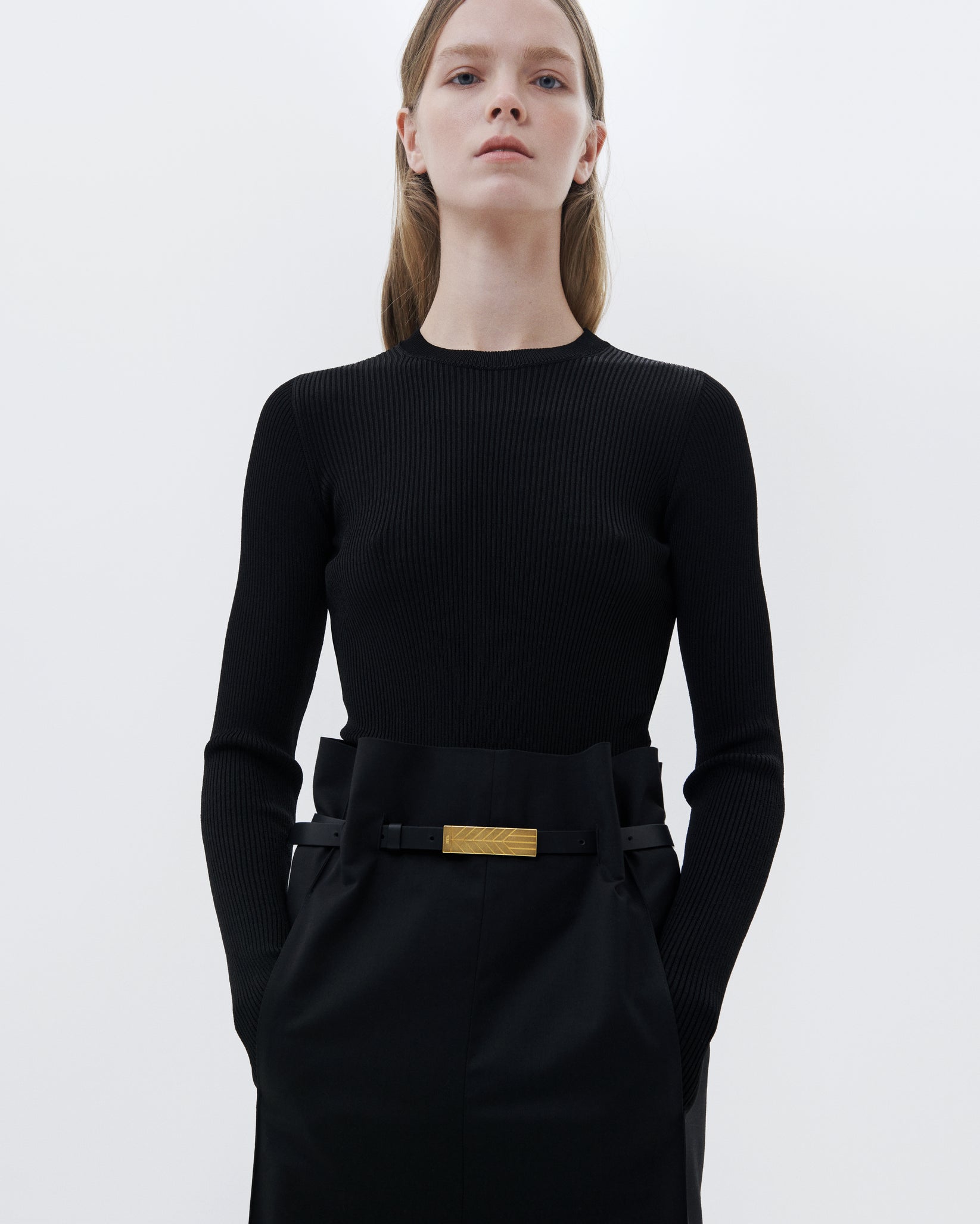 black and gold spikelet buckle belt by Bevza from Blackbird Collection's sustainable accessories for women