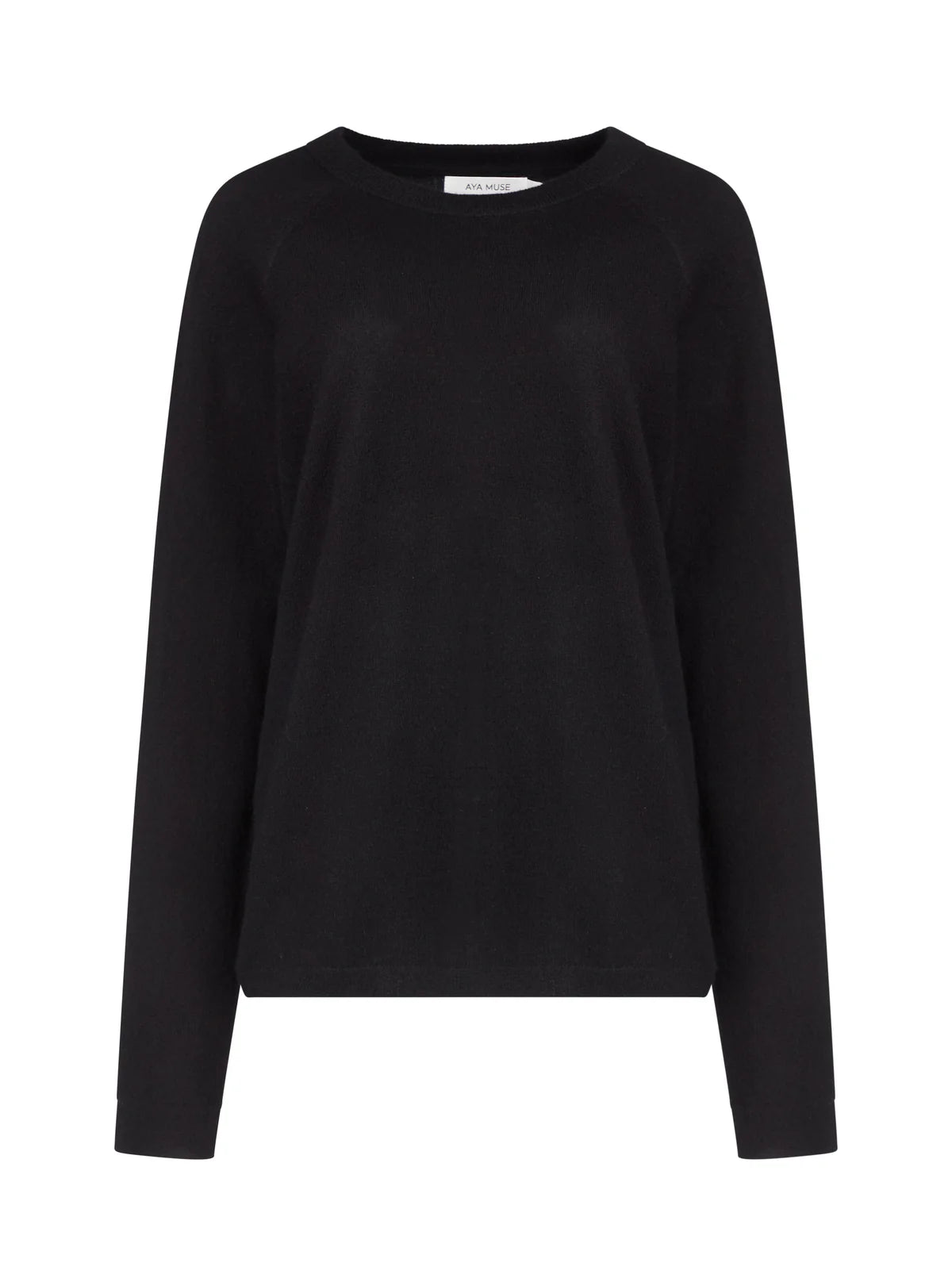Cashmere long sleeve t-shirt in black by Aya Muse from Blackbird Collection's sustainable tops