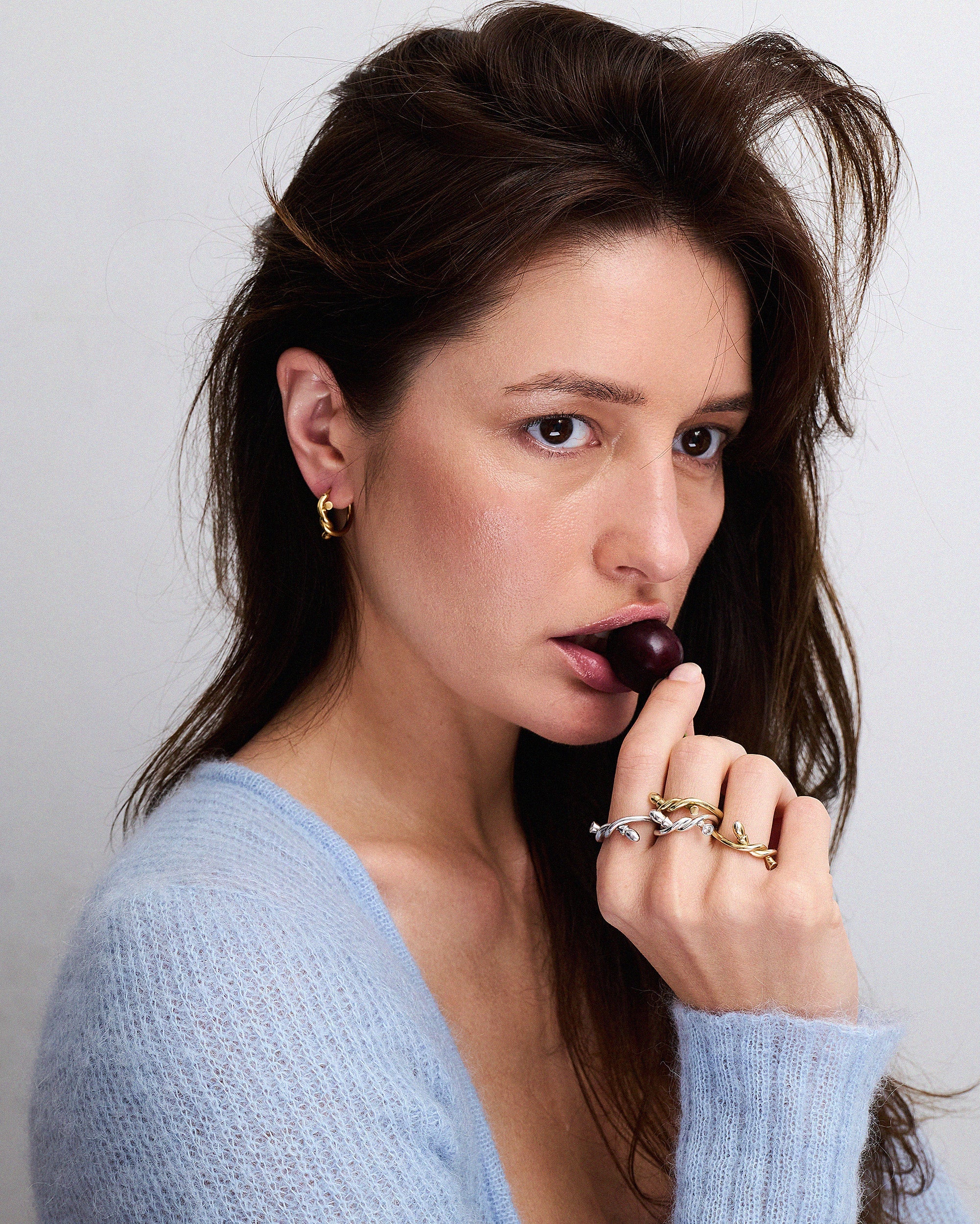 Cherry ring by Triptych in silver or gold from Blackbird Collection's sustainable jewelry and accessories collection