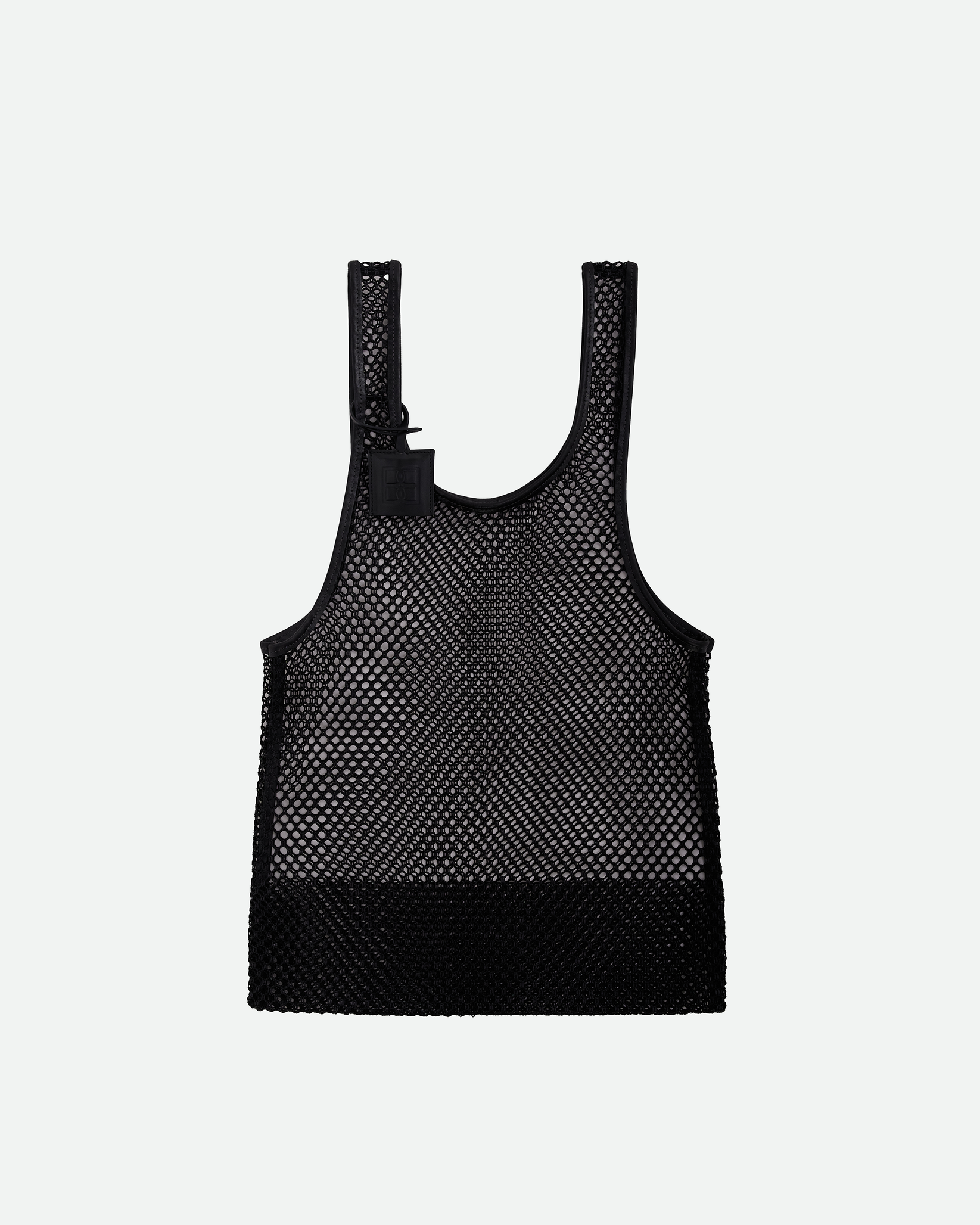 Honeycomb tank tote black mesh tote bag by Bevza from Blackbird Collection's sustainable accessories collection