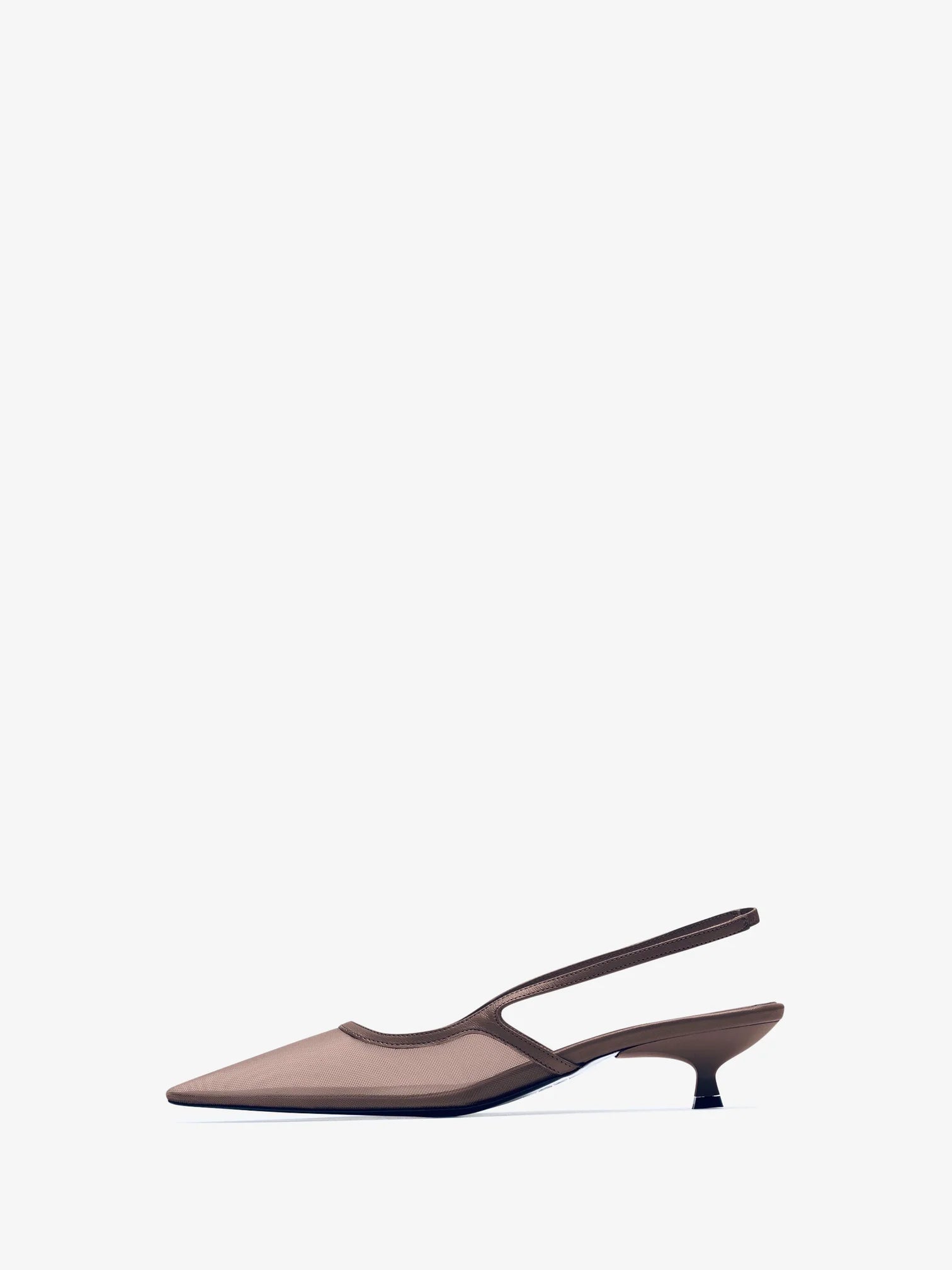 Brown mesh Matrix slingback kitten heel by Anny Nord from Blackbird Collection's sustainable shoes