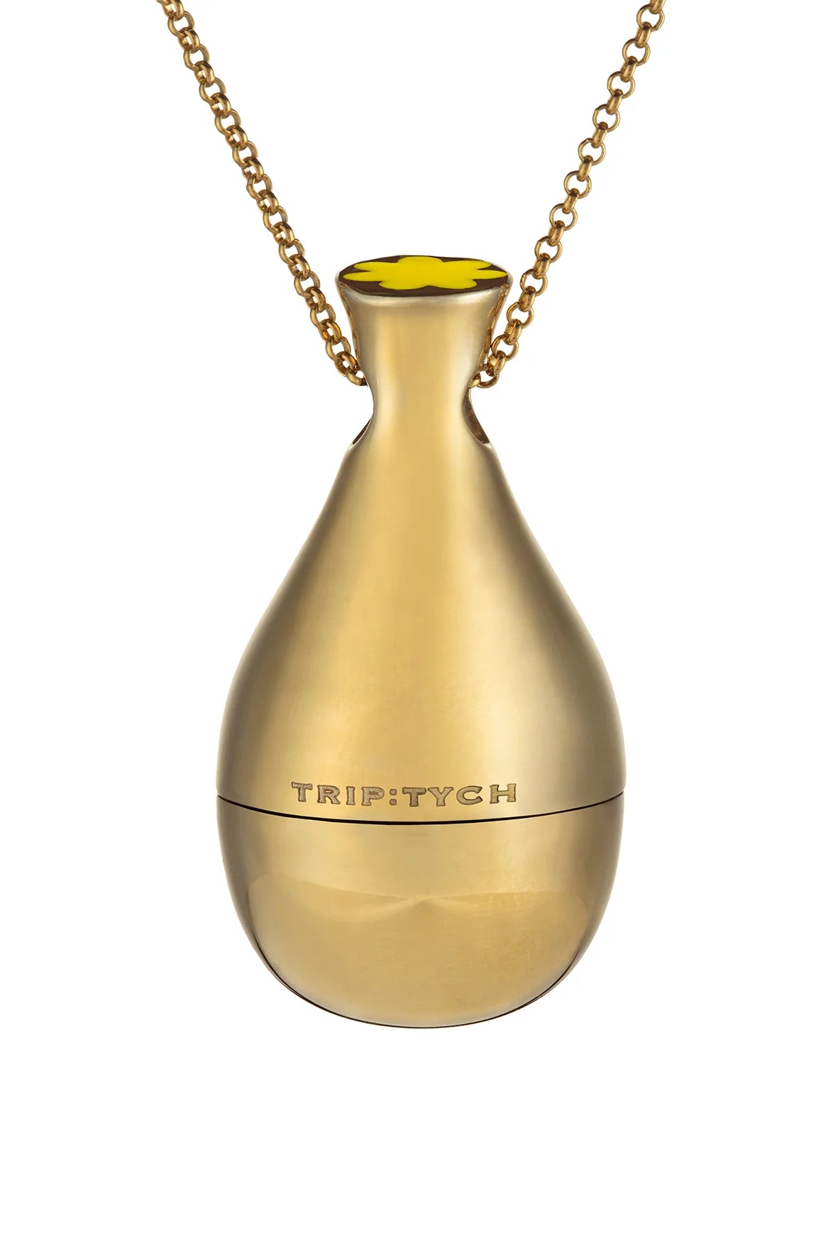 Nenuphar solid perfume pendant necklace jewelry by Triptych in gold from Blackbird Collection's sustainable accessories and jewelry