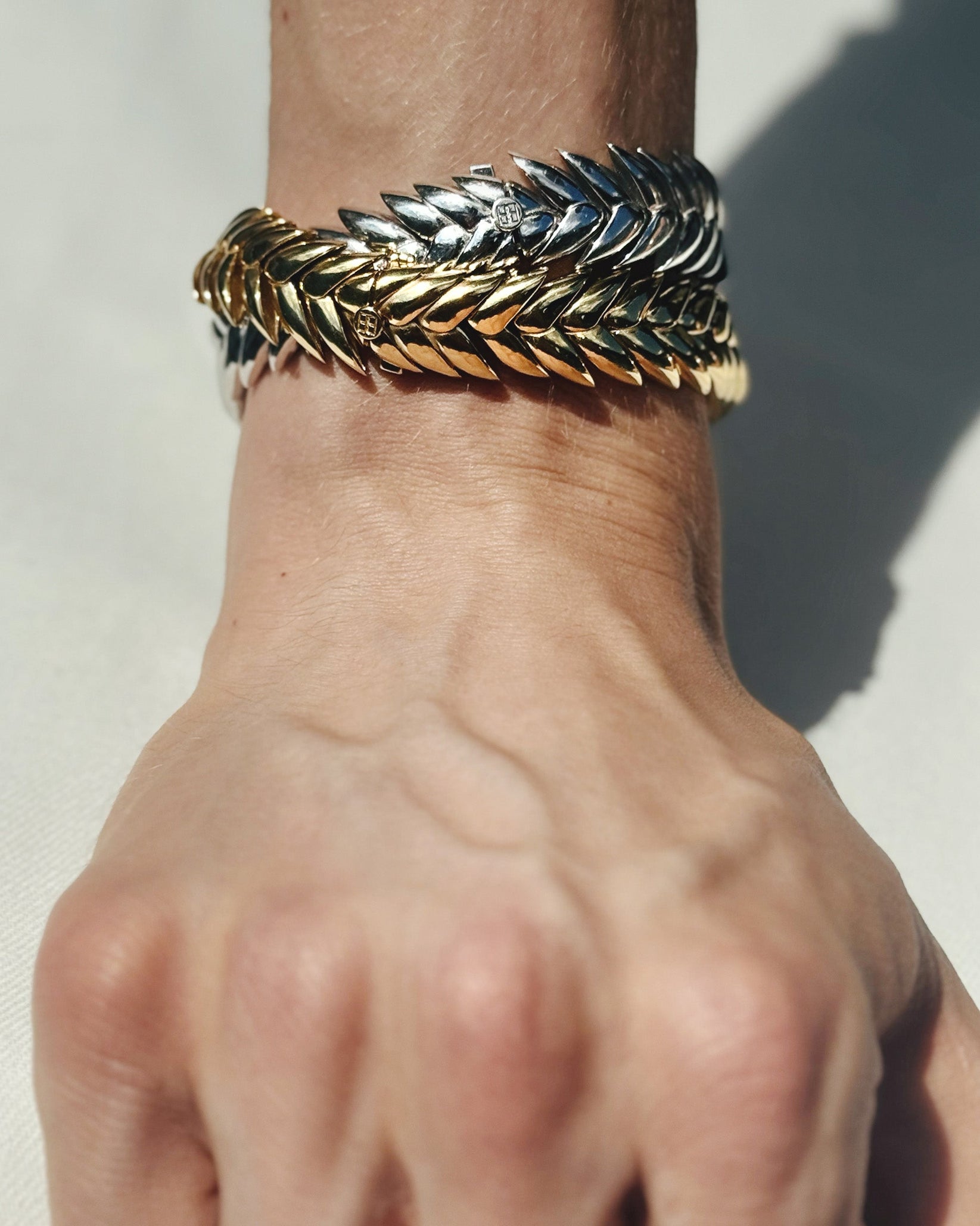Spikelet bracelet by Bevza in gold or silver from Blackbird Collection's sustainable accessories and jewelry
