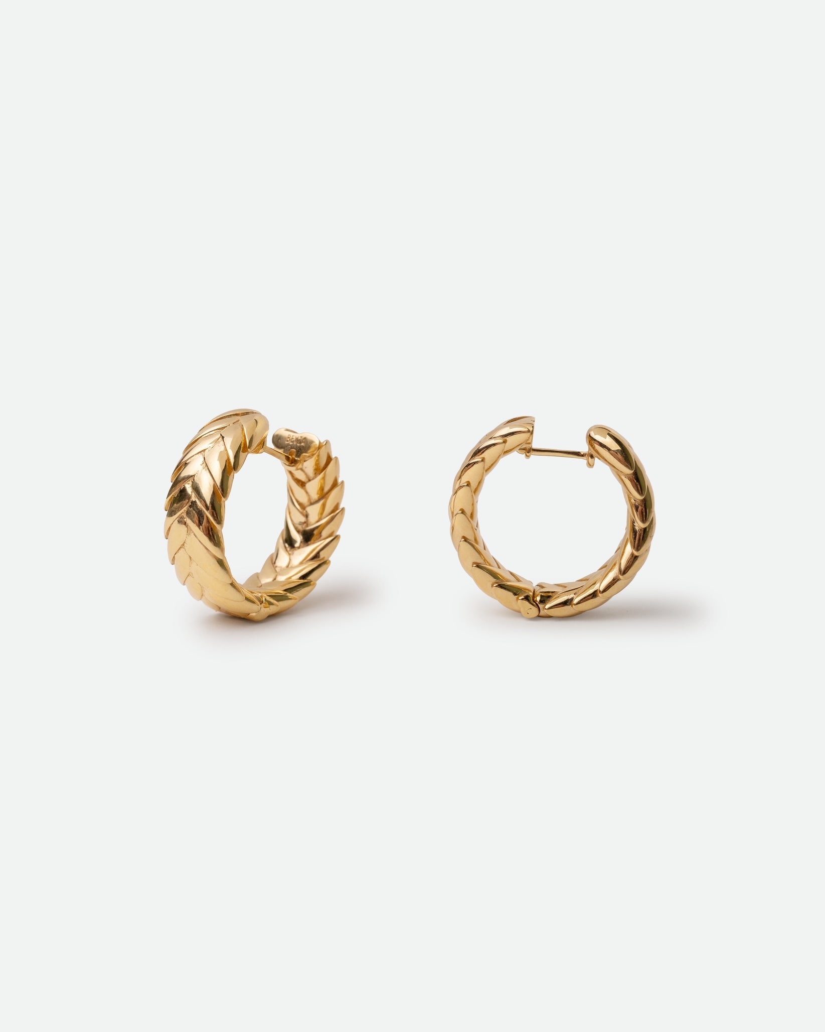 Gold spikelet hoop earrings by Bevza from Blackbird Collection's sustainable accessories and jewelry