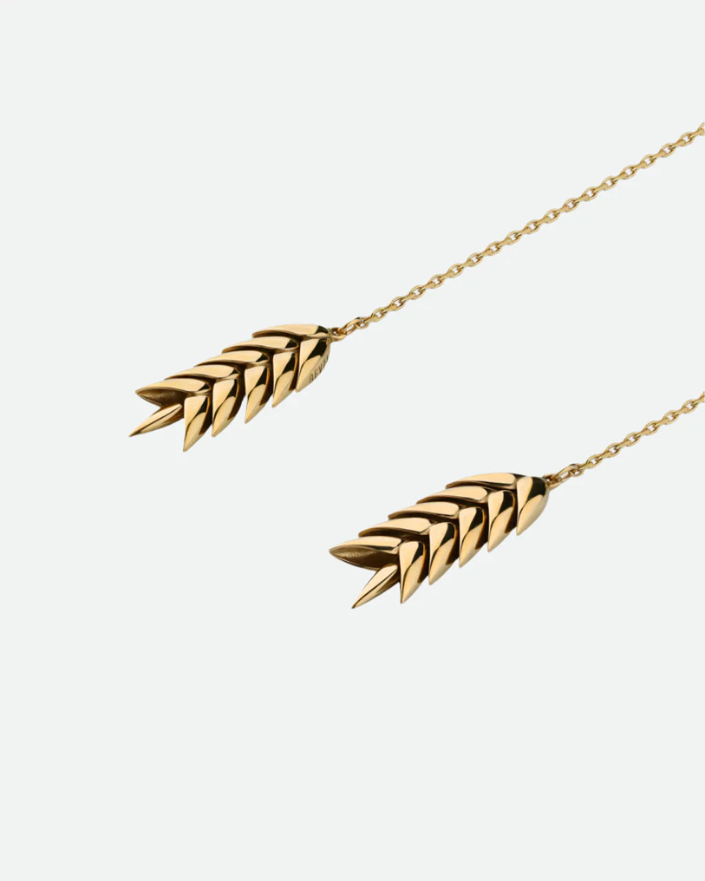 Spikelet long pendant necklace in gold by Bevza from Blackbird Collection's sustainable jewelry and accessories