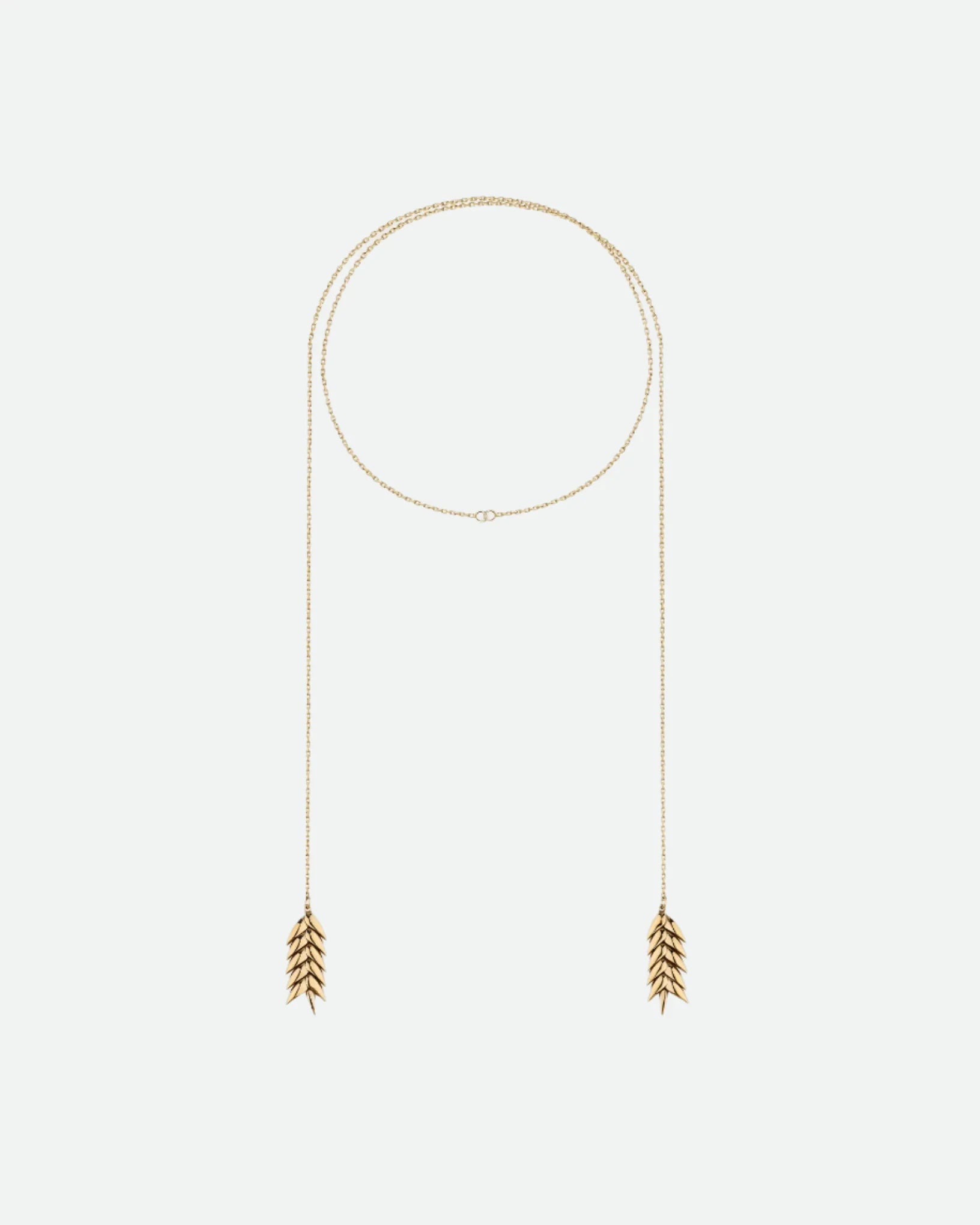 Spikelet long pendant necklace in gold by Bevza from Blackbird Collection's sustainable jewelry and accessories