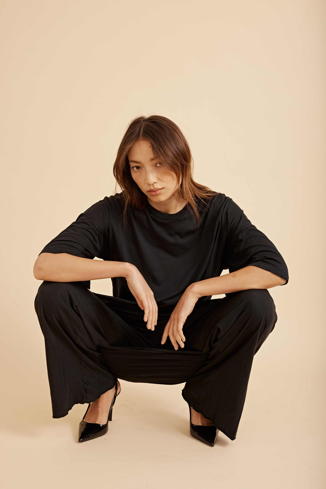 Black Torri oversized midi dress made of 100% cotton by All Three from Blackbird Collection's sustainable dresses and loungewear
