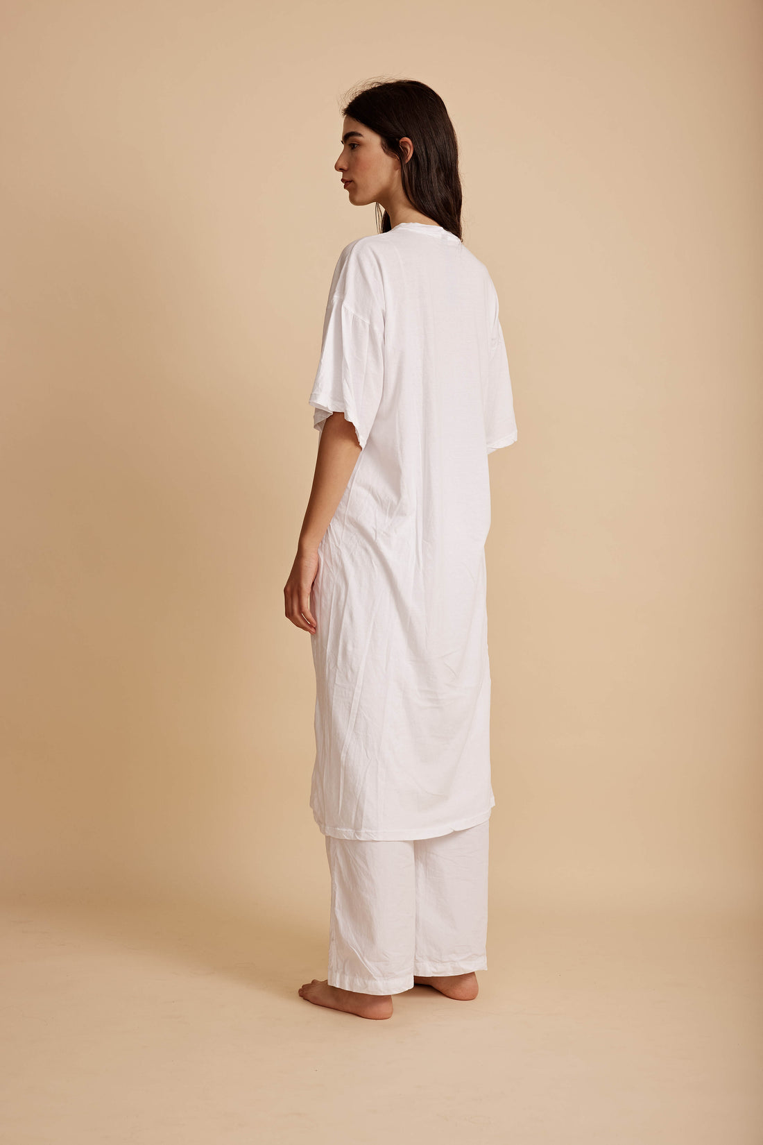 White Torri oversized midi dress made of 100% cotton by All Three from Blackbird Collection's sustainable dresses and loungewear