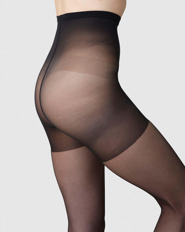 Black sculpting Tuva tights sheer by Swedish Stockings from Blackbird Collection's sustainable accessories